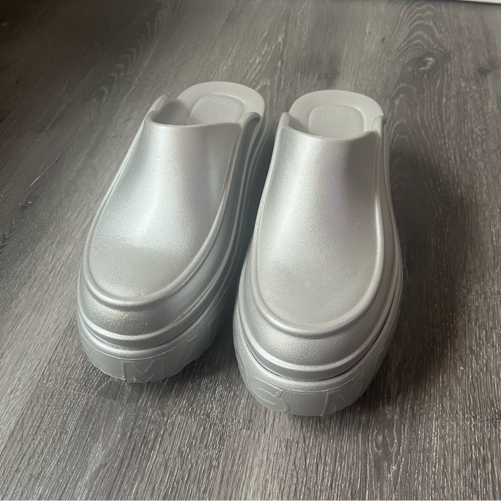 Marc Jacobs x Melissa silver mules size Women’s 38
